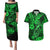 Hawaii Fish Hook Couples Matching Puletasi Dress and Hawaiian Shirt Polynesian Pattern Green Version - Wonder Print Shop