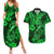 Hawaii Fish Hook Couples Matching Summer Maxi Dress and Hawaiian Shirt Polynesian Pattern Green Version - Wonder Print Shop
