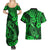 Hawaii Fish Hook Couples Matching Summer Maxi Dress and Hawaiian Shirt Polynesian Pattern Green Version - Wonder Print Shop