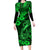 Hawaii Fish Hook Family Matching Long Sleeve Bodycon Dress and Hawaiian Shirt Polynesian Pattern Green Version - Wonder Print Shop