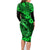 Hawaii Fish Hook Family Matching Long Sleeve Bodycon Dress and Hawaiian Shirt Polynesian Pattern Green Version - Wonder Print Shop