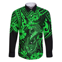 Hawaii Fish Hook Family Matching Mermaid Dress and Hawaiian Shirt Polynesian Pattern Green Version - Wonder Print Shop
