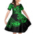 Hawaii Fish Hook Family Matching Off Shoulder Long Sleeve Dress and Hawaiian Shirt Polynesian Pattern Green Version - Wonder Print Shop