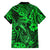 Hawaii Fish Hook Family Matching Off Shoulder Long Sleeve Dress and Hawaiian Shirt Polynesian Pattern Green Version - Wonder Print Shop