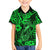 Hawaii Fish Hook Family Matching Off Shoulder Long Sleeve Dress and Hawaiian Shirt Polynesian Pattern Green Version - Wonder Print Shop