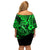 Hawaii Fish Hook Family Matching Off Shoulder Short Dress and Hawaiian Shirt Polynesian Pattern Green Version - Wonder Print Shop