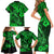 Hawaii Fish Hook Family Matching Short Sleeve Bodycon Dress and Hawaiian Shirt Polynesian Pattern Green Version - Wonder Print Shop
