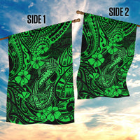 Hawaii Fish Hook Garden Flag Polynesian Pattern Green Version - Wonder Print Shop
