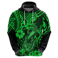 Hawaii Fish Hook Hoodie Polynesian Pattern Green Version - Wonder Print Shop