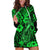 Hawaii Fish Hook Hoodie Dress Polynesian Pattern Green Version - Wonder Print Shop