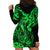 Hawaii Fish Hook Hoodie Dress Polynesian Pattern Green Version - Wonder Print Shop