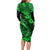 Hawaii Fish Hook Long Sleeve Bodycon Dress Polynesian Pattern Green Version - Wonder Print Shop