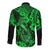 Hawaii Fish Hook Long Sleeve Button Shirt Polynesian Pattern Green Version - Wonder Print Shop