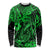 Hawaii Fish Hook Long Sleeve Shirt Polynesian Pattern Green Version - Wonder Print Shop
