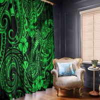 Hawaii Fish Hook Window Curtain Polynesian Pattern Green Version - Wonder Print Shop