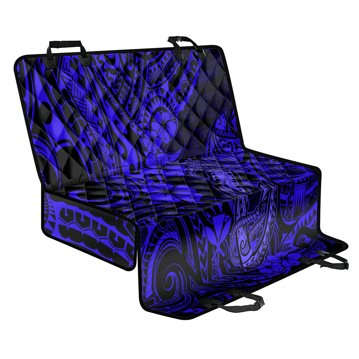 Hawaii Fish Hook Back Car Seat Cover Polynesian Pattern Navy Blue Version - Wonder Print Shop