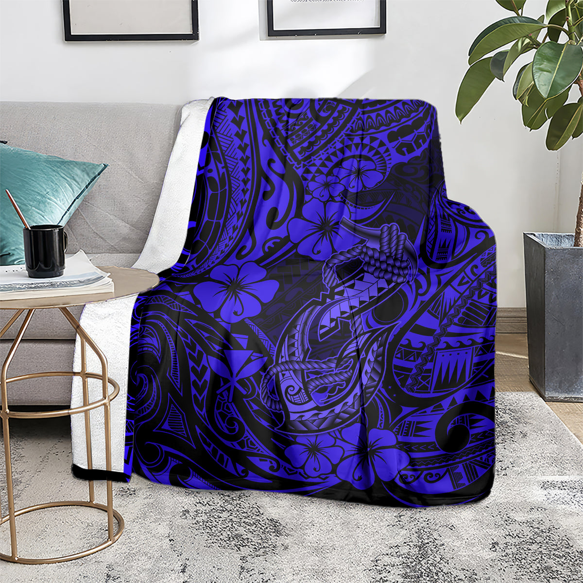hawaii-fish-hook-blanket-polynesian-pattern-navy-blue-version