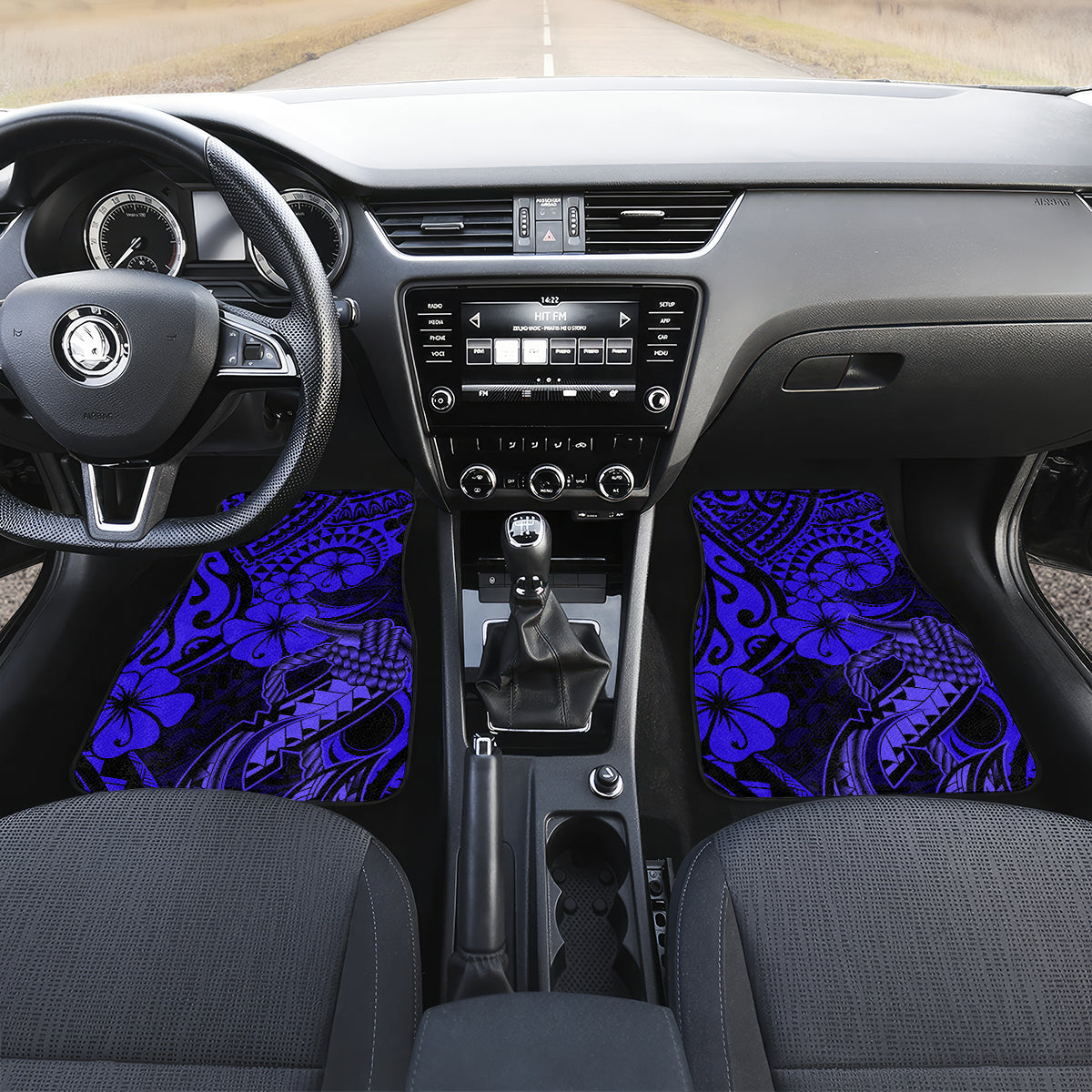 Hawaii Fish Hook Car Mats Polynesian Pattern Navy Blue Version - Wonder Print Shop