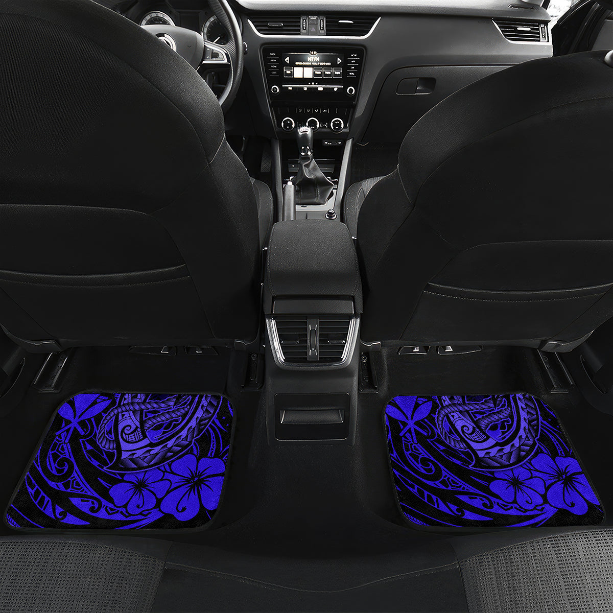 Hawaii Fish Hook Car Mats Polynesian Pattern Navy Blue Version - Wonder Print Shop
