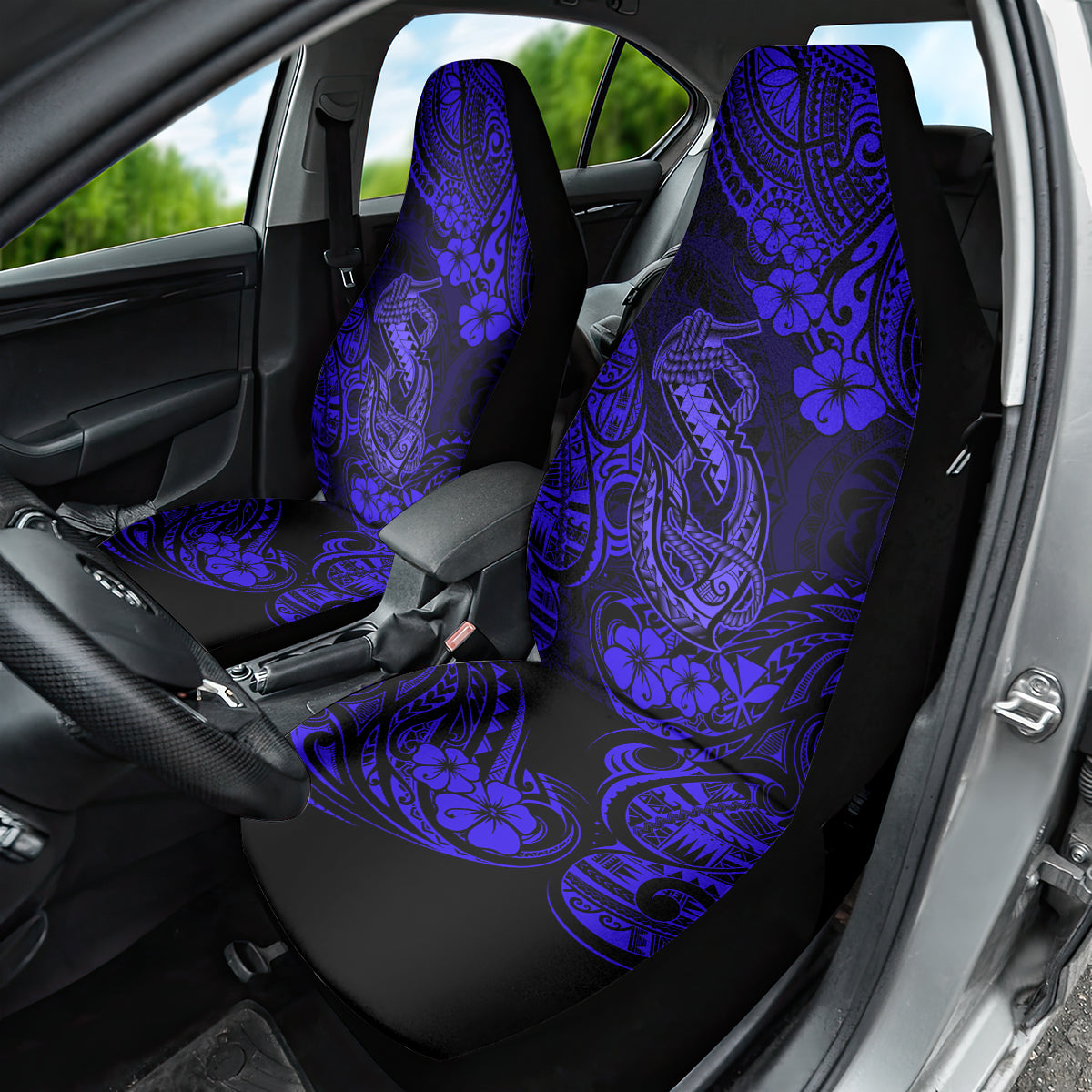 Hawaii Fish Hook Car Seat Cover Polynesian Pattern Navy Blue Version - Wonder Print Shop