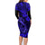 Hawaii Fish Hook Family Matching Long Sleeve Bodycon Dress and Hawaiian Shirt Polynesian Pattern Navy Blue Version - Wonder Print Shop