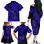 Hawaii Fish Hook Family Matching Off Shoulder Long Sleeve Dress and Hawaiian Shirt Polynesian Pattern Navy Blue Version - Wonder Print Shop