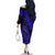 Hawaii Fish Hook Family Matching Off Shoulder Long Sleeve Dress and Hawaiian Shirt Polynesian Pattern Navy Blue Version - Wonder Print Shop