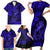 Hawaii Fish Hook Family Matching Short Sleeve Bodycon Dress and Hawaiian Shirt Polynesian Pattern Navy Blue Version - Wonder Print Shop