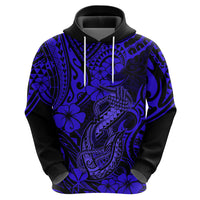 Hawaii Fish Hook Hoodie Polynesian Pattern Navy Blue Version - Wonder Print Shop