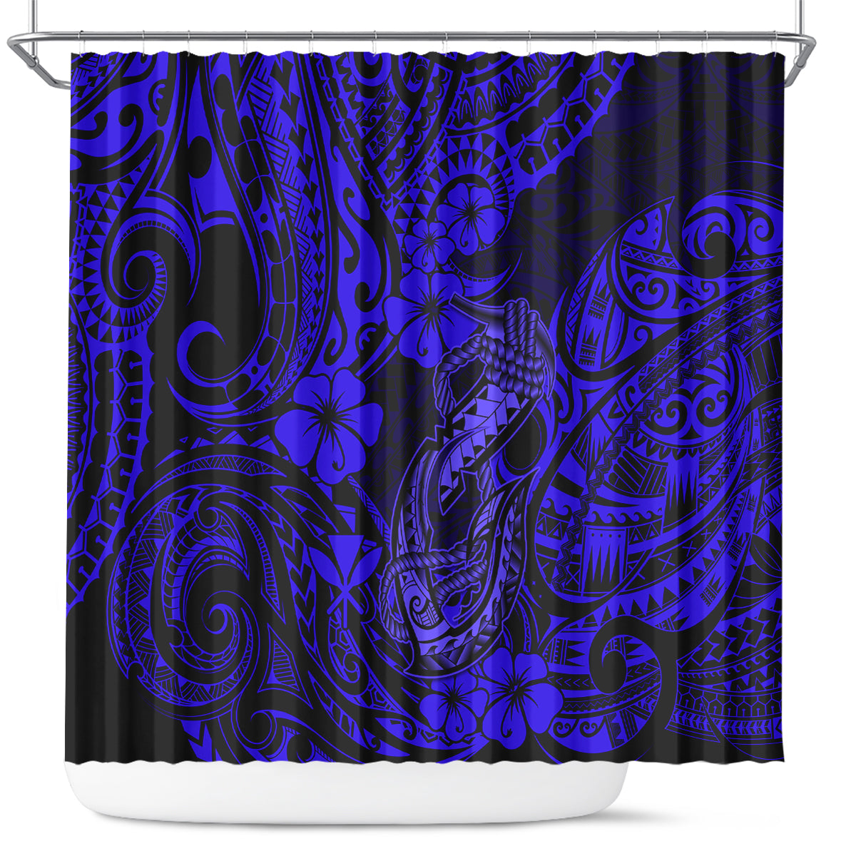 hawaii-fish-hook-shower-curtain-polynesian-pattern-navy-blue-version