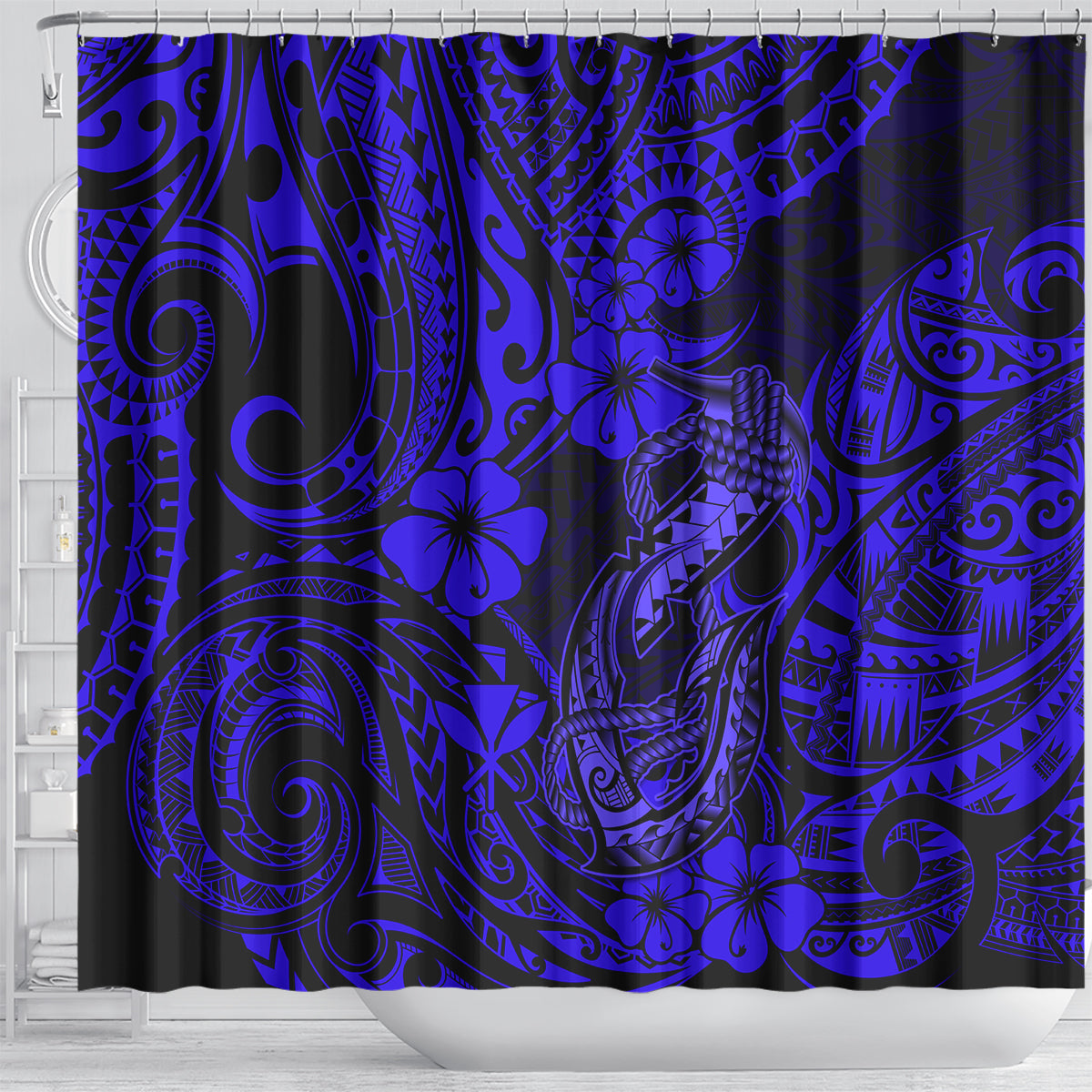 hawaii-fish-hook-shower-curtain-polynesian-pattern-navy-blue-version