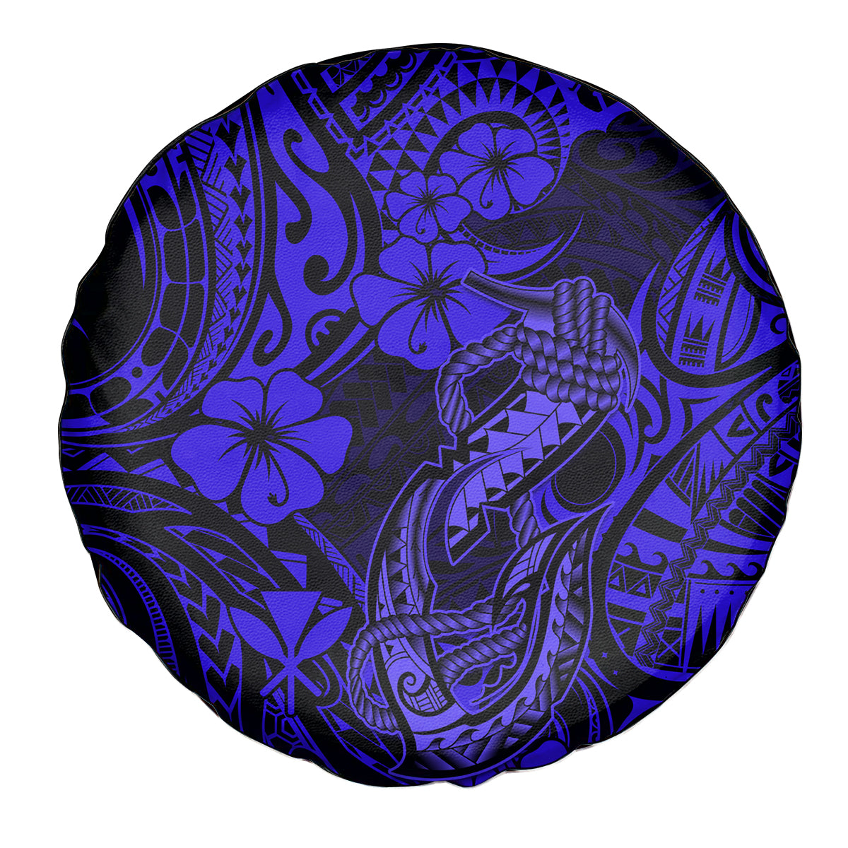 Hawaii Fish Hook Spare Tire Cover Polynesian Pattern Navy Blue Version - Wonder Print Shop