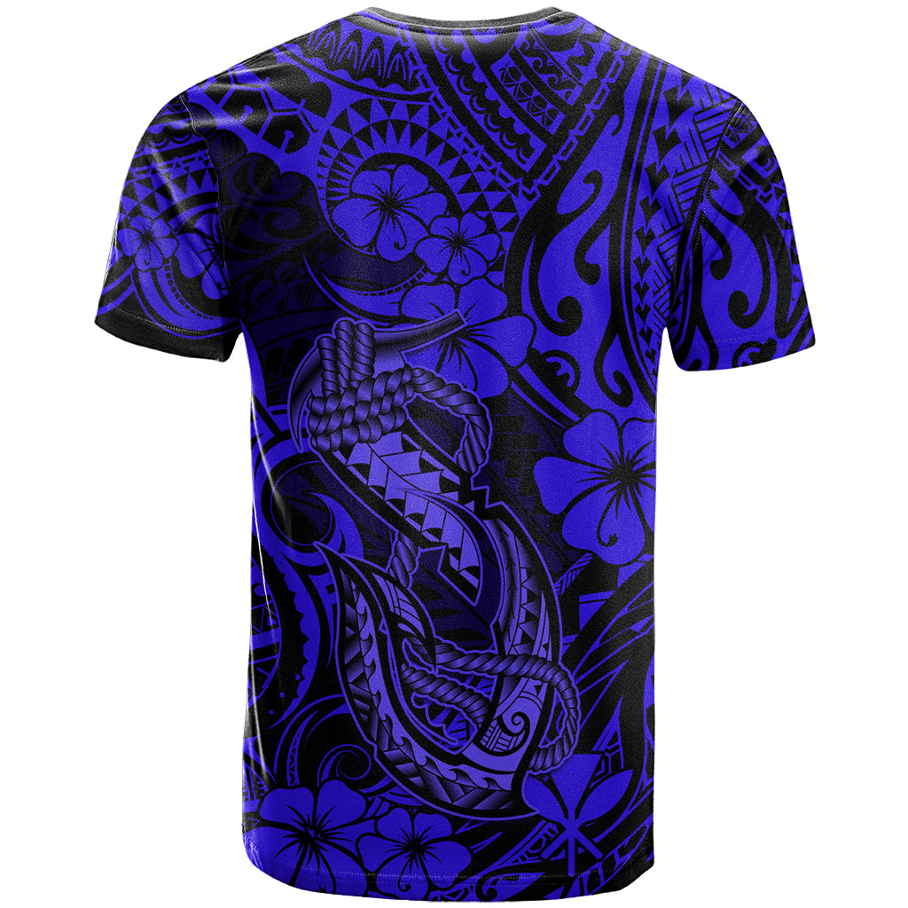 Hawaii Fish Hook T Shirt Polynesian Pattern Navy Blue Version - Wonder Print Shop
