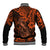 Hawaii Fish Hook Baseball Jacket Polynesian Pattern Orange Version - Wonder Print Shop