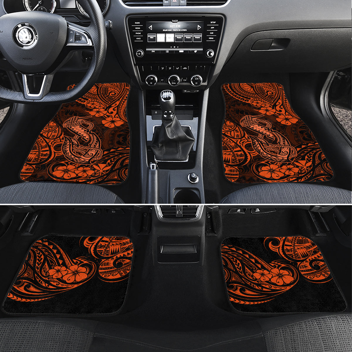 Hawaii Fish Hook Car Mats Polynesian Pattern Orange Version - Wonder Print Shop