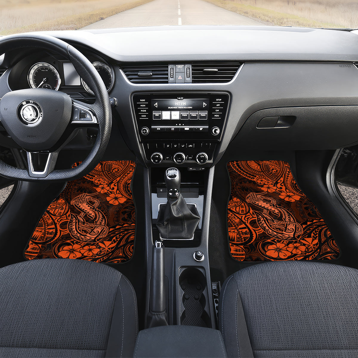 Hawaii Fish Hook Car Mats Polynesian Pattern Orange Version - Wonder Print Shop