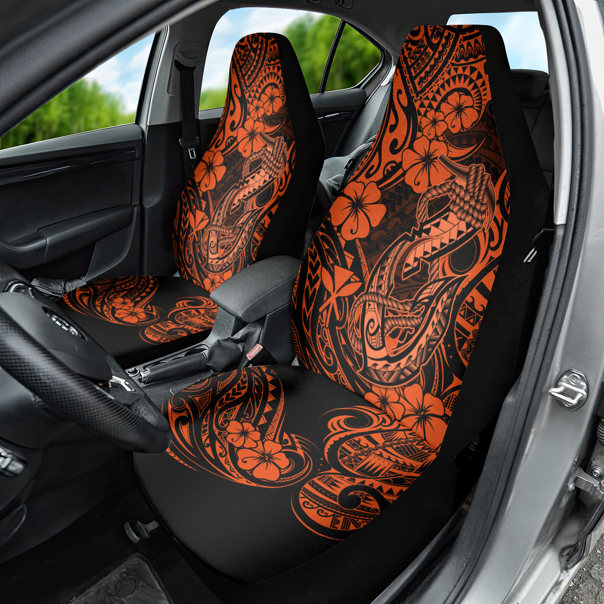 Hawaii Fish Hook Car Seat Cover Polynesian Pattern Orange Version - Wonder Print Shop
