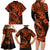 Hawaii Fish Hook Family Matching Long Sleeve Bodycon Dress and Hawaiian Shirt Polynesian Pattern Orange Version - Wonder Print Shop