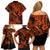 Hawaii Fish Hook Family Matching Off Shoulder Short Dress and Hawaiian Shirt Polynesian Pattern Orange Version - Wonder Print Shop