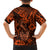 Hawaii Fish Hook Family Matching Short Sleeve Bodycon Dress and Hawaiian Shirt Polynesian Pattern Orange Version - Wonder Print Shop