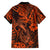 Hawaii Fish Hook Family Matching Short Sleeve Bodycon Dress and Hawaiian Shirt Polynesian Pattern Orange Version - Wonder Print Shop