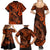 Hawaii Fish Hook Family Matching Summer Maxi Dress and Hawaiian Shirt Polynesian Pattern Orange Version - Wonder Print Shop