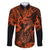 Hawaii Fish Hook Family Matching Tank Maxi Dress and Hawaiian Shirt Polynesian Pattern Orange Version - Wonder Print Shop