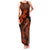 Hawaii Fish Hook Family Matching Tank Maxi Dress and Hawaiian Shirt Polynesian Pattern Orange Version - Wonder Print Shop