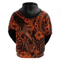 Hawaii Fish Hook Hoodie Polynesian Pattern Orange Version - Wonder Print Shop