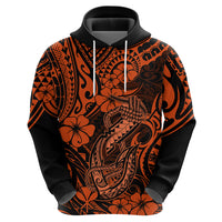 Hawaii Fish Hook Hoodie Polynesian Pattern Orange Version - Wonder Print Shop