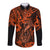 Hawaii Fish Hook Long Sleeve Button Shirt Polynesian Pattern Orange Version - Wonder Print Shop