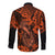 Hawaii Fish Hook Long Sleeve Button Shirt Polynesian Pattern Orange Version - Wonder Print Shop