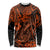 Hawaii Fish Hook Long Sleeve Shirt Polynesian Pattern Orange Version - Wonder Print Shop