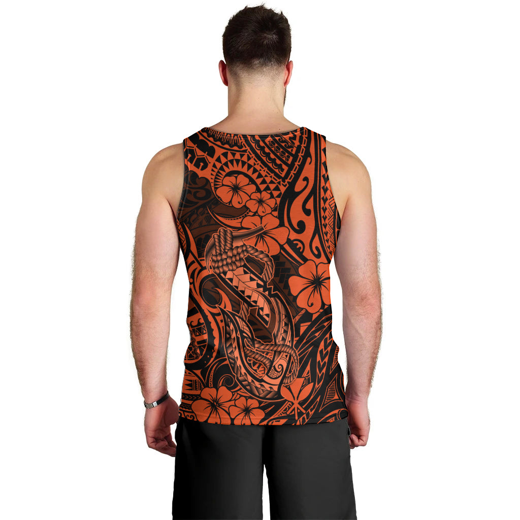 Hawaii Fish Hook Men Tank Top Polynesian Pattern Orange Version - Wonder Print Shop